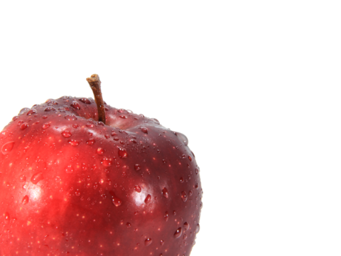 1 red apple with steam isolated on white background with clipping path.