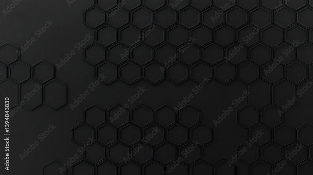 Poster abstract image of a dark background with geometric honeycomb pattern