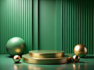 green podium product display background