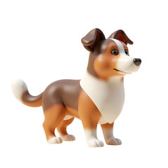 Obraz premium Cute Collie Dog Full Body 3D Render Icon Illustration with Cartoon Style Isolated Design
