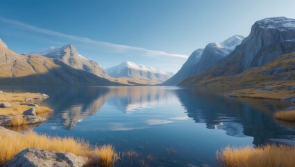 Fototapeta premium Clear autumn air over Norwegian mountains