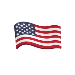A waving American flag, symbolizing patriotism and unity, depicted against a white isolated background for stark visibility and impact.