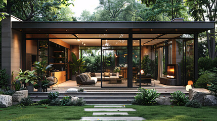 With an aluminum folding door leading to the terrace, enjoy seamless indoor-outdoor life.