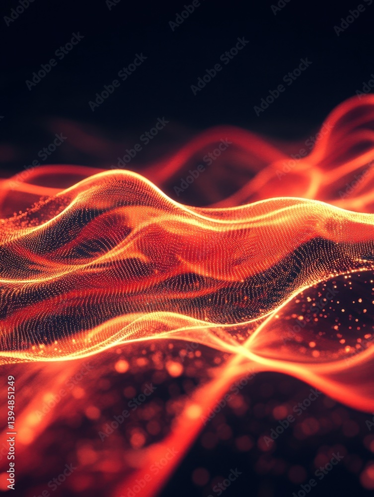 Poster abstract glowing waves of red light on a dark background creating a futuristic and dynamic visual ef
