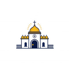 Illustration of a historic building with a golden dome and intricate architectural details, set against a transparent background.