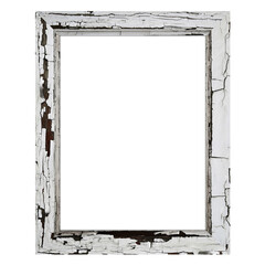 A weathered wooden picture frame with a distressed white finish, ideal for displaying art or...