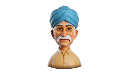A charming, elderly character design with a wise expression, great for storytelling or family-themed projects.