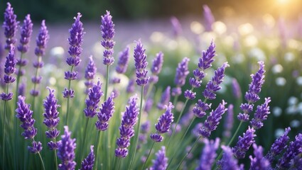 Lavender fields. Close examination of lavandin and lavender flowers. Raising lavender bushes for the creation of oil or hydrolate.