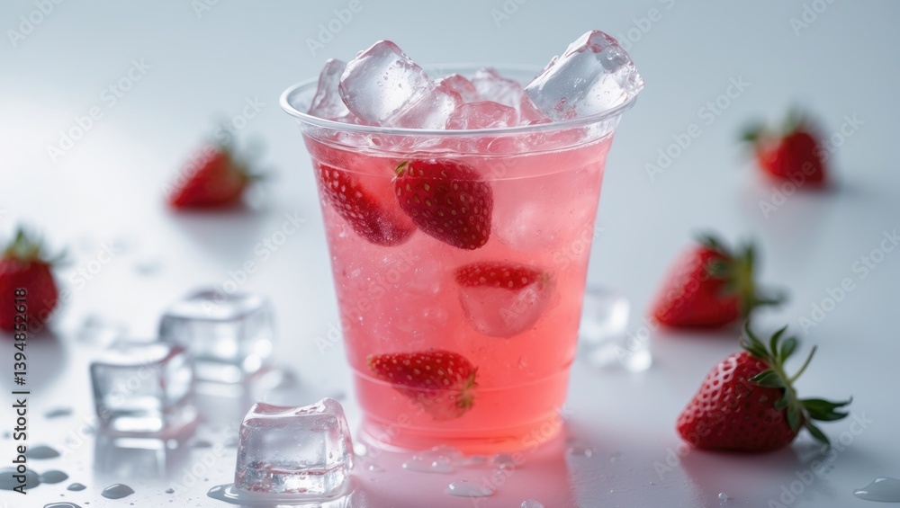 Poster strawberry refreshment with a subtle flavor and no background