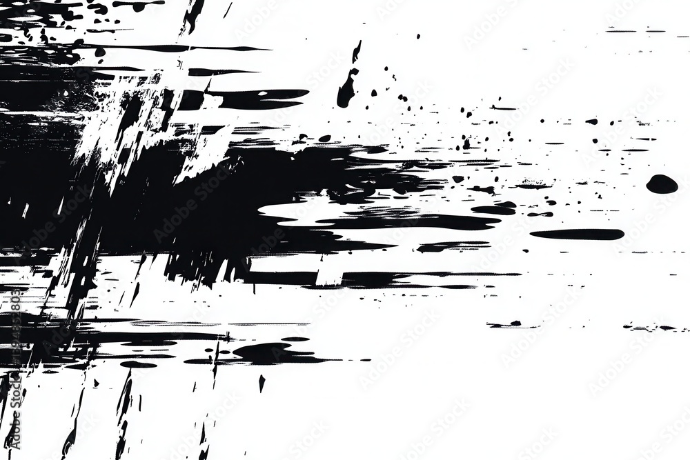 Poster abstract monochrome background with dynamic brush strokes and splashes creating a dramatic visual im