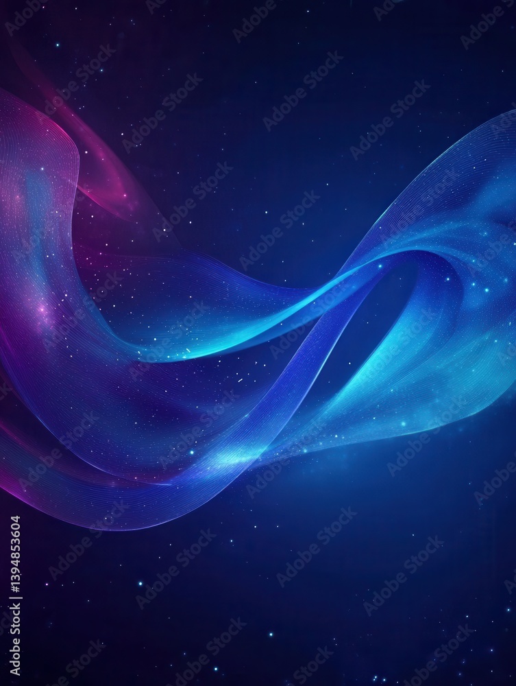 Poster abstract cosmic wave in deep space with glowing stars and nebula background digital art style for mo