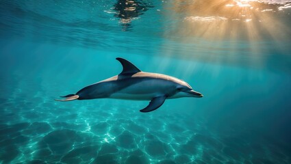 Obraz premium One Dolphin Navigating the Ocean