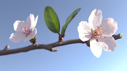 Obraz premium Spring blossoms branch, clear sky background, floral design