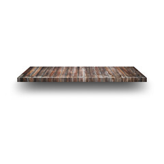 A rustic wooden tabletop with a weathered appearance, suitable for various uses like dining or display.