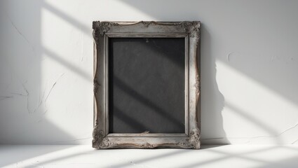 Fototapeta premium Isolated old photo frame on white background. Antique paper
