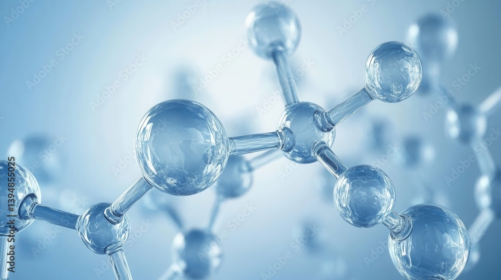 Aufkleber molecular structure in soft blue tones science and technology concept with molecule model for medica