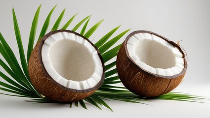 Tasty coconuts set against a white backdrop