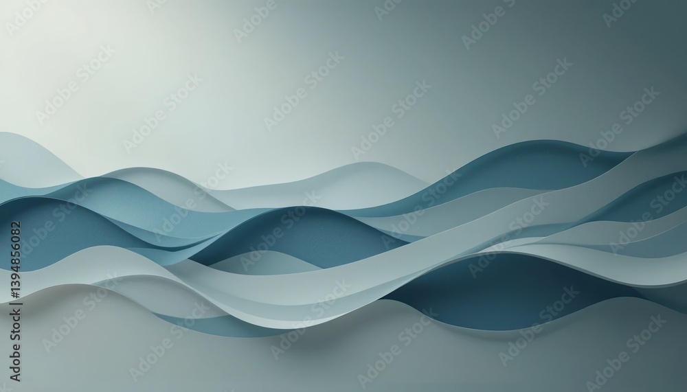 Poster dynamic flow of abstract waves creative studio digital art minimalist environment side view contempo