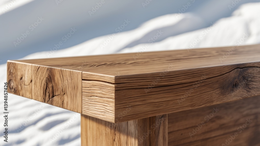 Poster corner perspective of wooden table top on a white background with clipping path, template mockup for