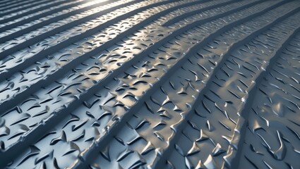 Fototapeta premium Wide-angle view of diamond plate, which is also known as checker plate, tread plate, cross hatch kick plate, and floor plate.