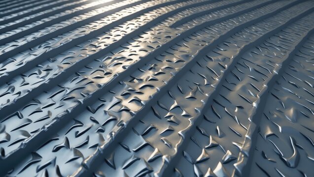 Wide-angle view of diamond plate, which is also known as checker plate, tread plate, cross hatch kick plate, and floor plate.