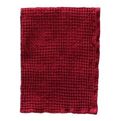 A textured red cloth with a grid pattern, commonly used for kitchen or dining purposes.