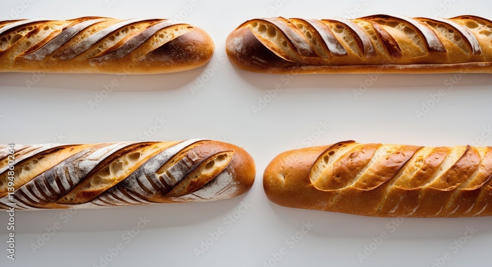Poster close-up image of bread. set against a plain background.