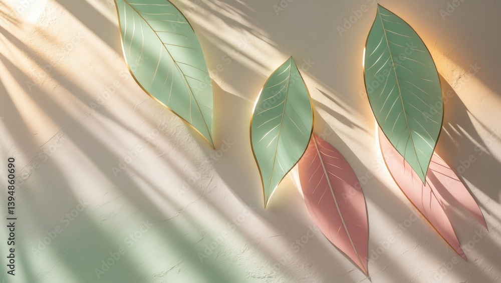 Fototapete flat lay top view of a nature-inspired abstract background with copy space.