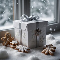 christmas gift box with christmas decorations