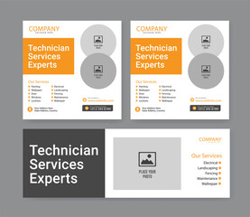 Electrician abstract banner template, electrical service job advertisement, wireman rectangle size ad, electricity plug flyer leaflet concept