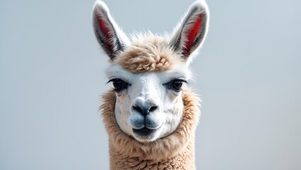 Fototapeta premium Llama close-up on a white backdrop