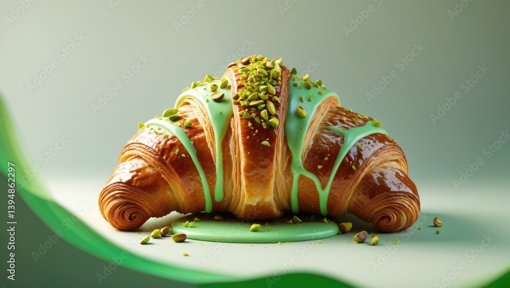 Poster high-quality image of a croissant with pistachio against a background