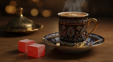 Traditional Turkish Coffee Set with Lokum