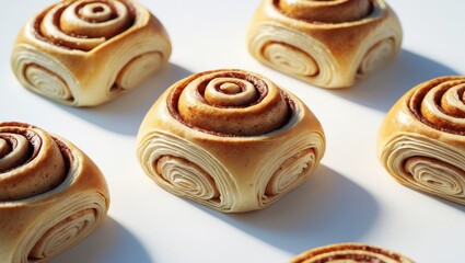 Fototapeta premium Cinnamon swirl on a stark white surface.