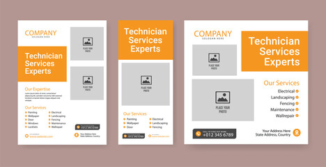 Electrician abstract banner template, electrical service job advertisement, wireman rectangle size ad, electricity plug flyer leaflet concept