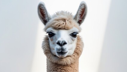 Obraz premium Close-up view of a llama with a white background