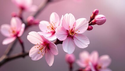 Delicate pink sakura blossoms, full bloom, soft petals , flowers, sakura, fabric