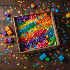 wooden board with colorful pencils