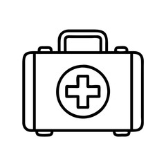 First aid kit medical emergency box healthcare equipment outline vector illustration graphic design element