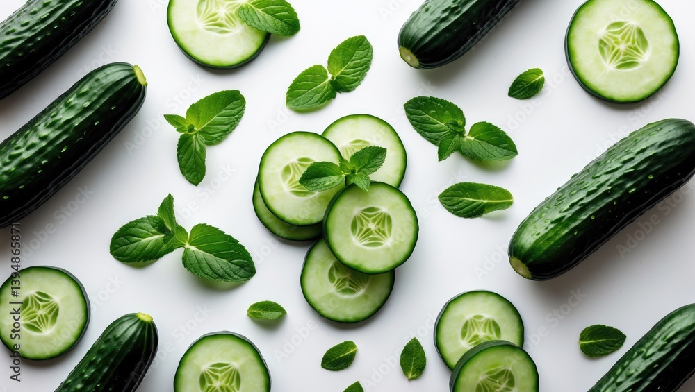 Poster cucumber and mint template design featuring a text area