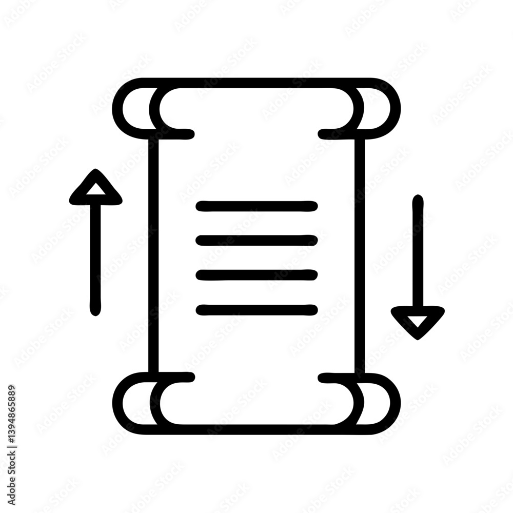 Poster scroll document with up and down arrows icon vector illustration for web design and mobile app desig