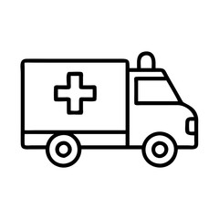 Ambulance vector icon emergency medical service transport outline drawing for healthcare and rescue  services