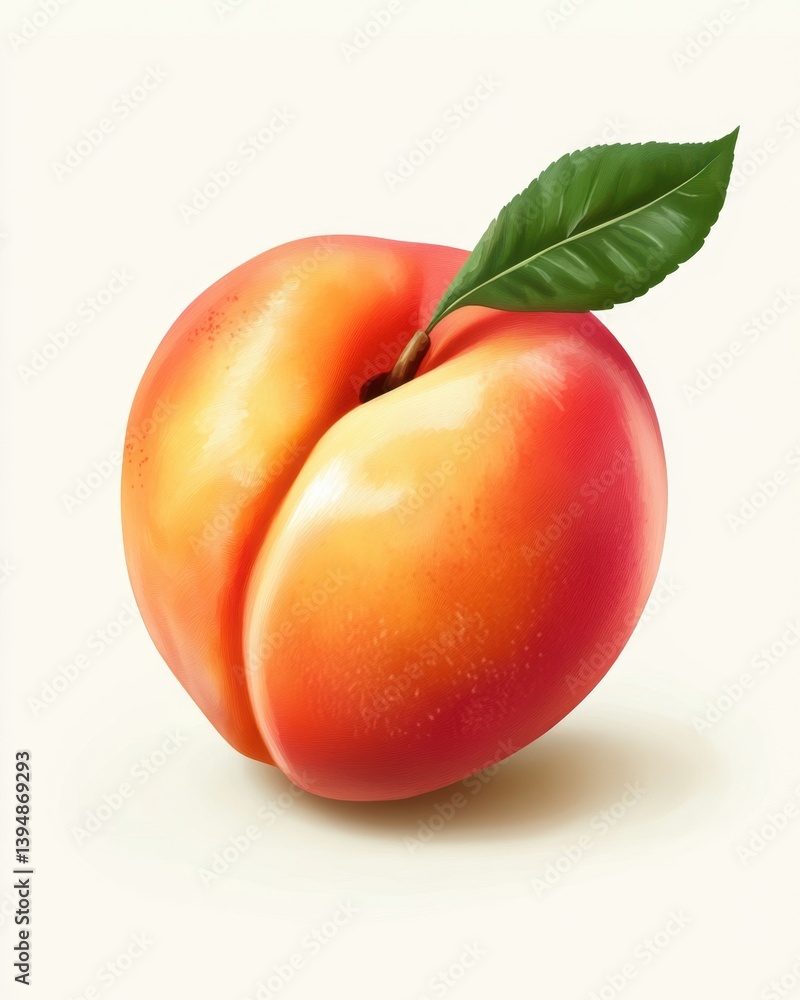 Poster artistic peach still life with vibrant colors and soft lighting creating a serene and inviting atmos