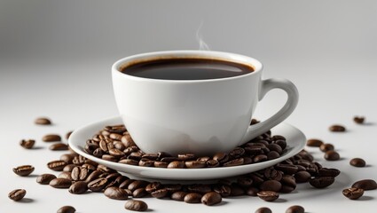 Fototapeta premium Isolated cup of coffee against a white backdrop