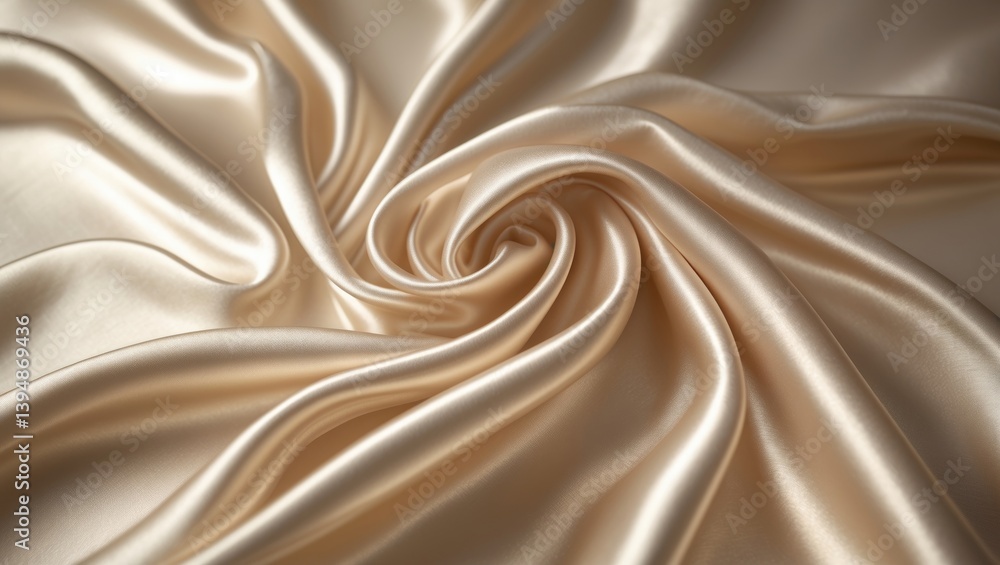 Poster silk fabric in gold beige pearl wave pattern. abstract textured background with horizontal blank spa