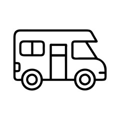 Outline rv camper van vector illustration for travel and road trip adventures mobile home design 