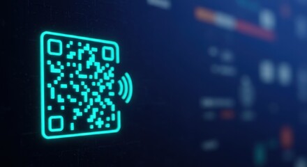 Futuristic QR Code Scan: Digital Technology and Data Encryption in Modern Business