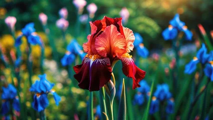 Selbstklebende Fototapeten Zoomed-in image of a tall bearded flower - Iris barbata elatior © ArtificialHorizons