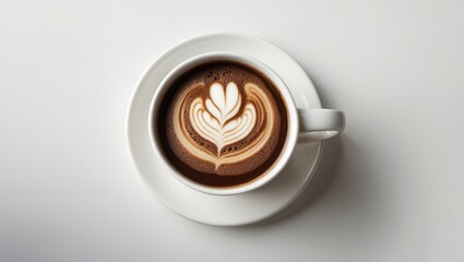 Cup of Hot Liquid with Writing on Plain White Background