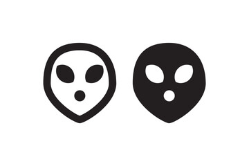 Alien face icons in black and white Vector